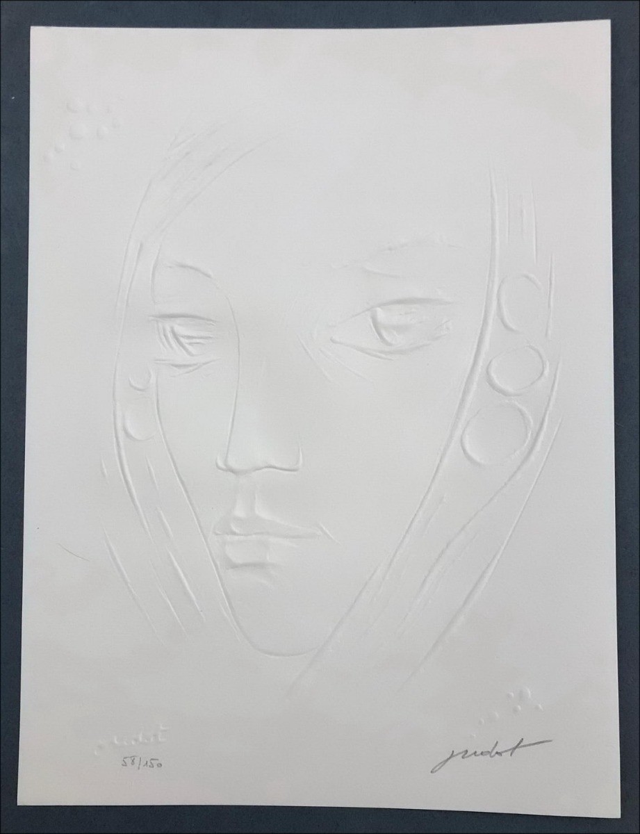 Roland Oudot - Impronta originale "Ritratto di donna" 40x30cm - 1988