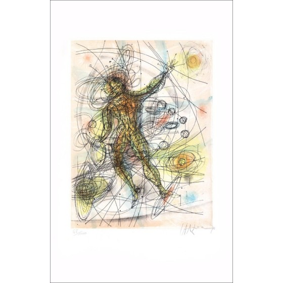 CARZOU Jean - Originele lithografie "van de aarde op de maan 06" 57x36cm - 1970