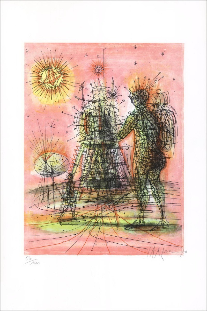 Acquista Jean Carzou Litografia originale della Terra sulla luna 07 - 1970