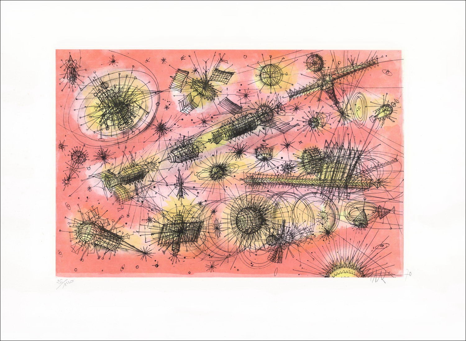Kaufen Sie vom Boden zum Mond 10 von Jean Carzou Original-Lithographie 1970