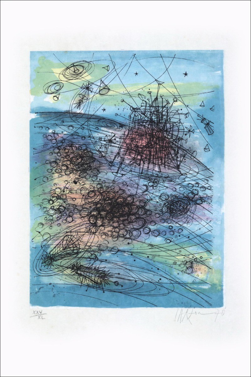 Acquista Jean Carzou Litografia originale della Terra sulla luna 02 - 1970