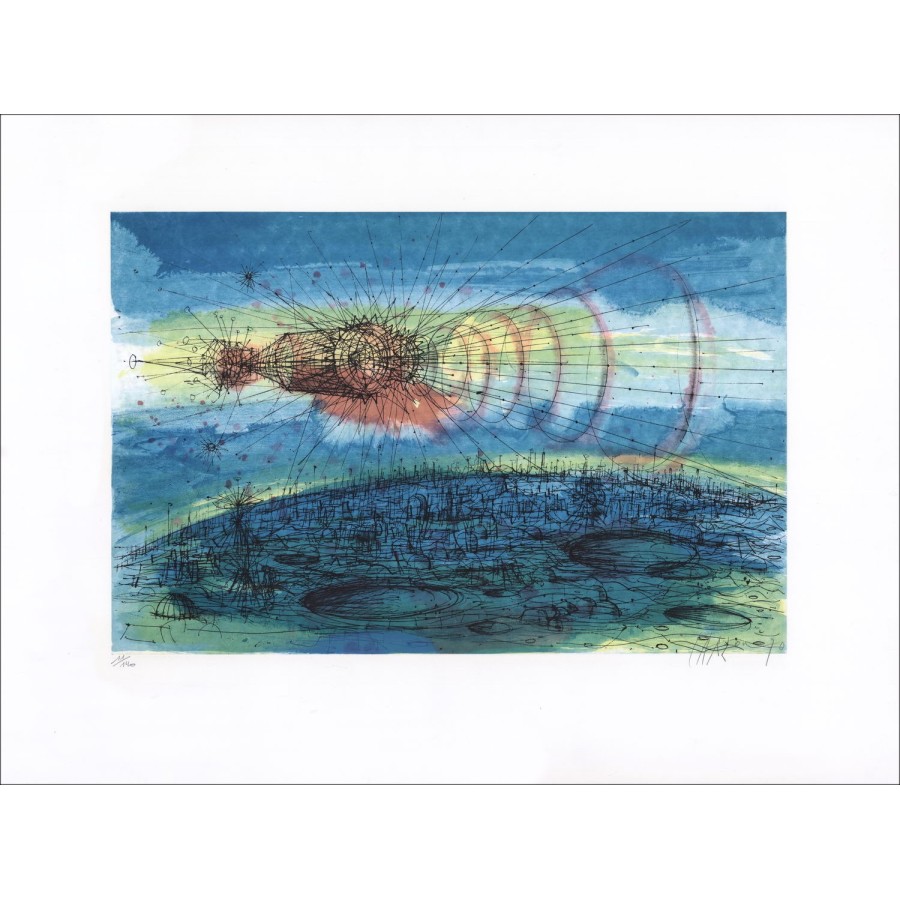 Buy From the Earth to the Moon 11 Jean CARZOU Original Lithograph 1970