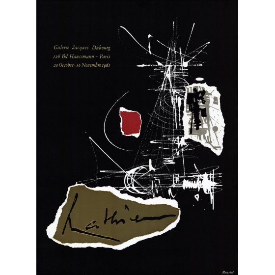 Georges MATHIEU - Litografia "Esposizione Galleria Georges Dubourg, Parigi" 66x48cm - Manifesto Originale - 1961
