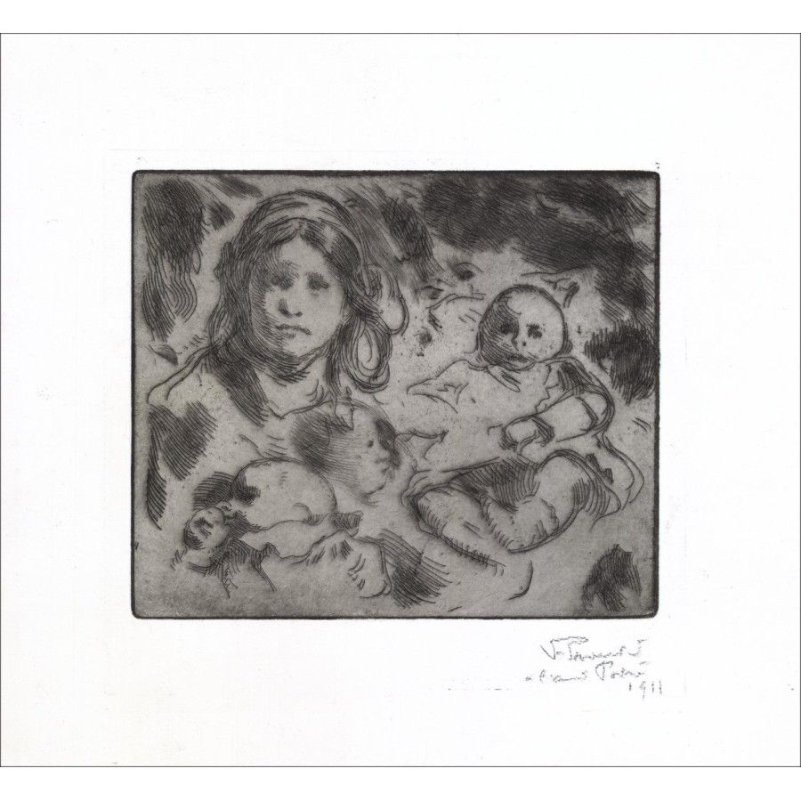 Victor PROUVÉ - Original engraving "Marianne ou le Chaperon rouge" 28x37cm - 1911