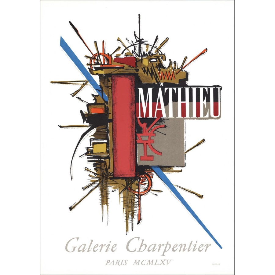 Georges Mathieu - Litografia "Mostra Galleria Charpentier, Parigi" 70x50cm - Manifesto Originale - 1965