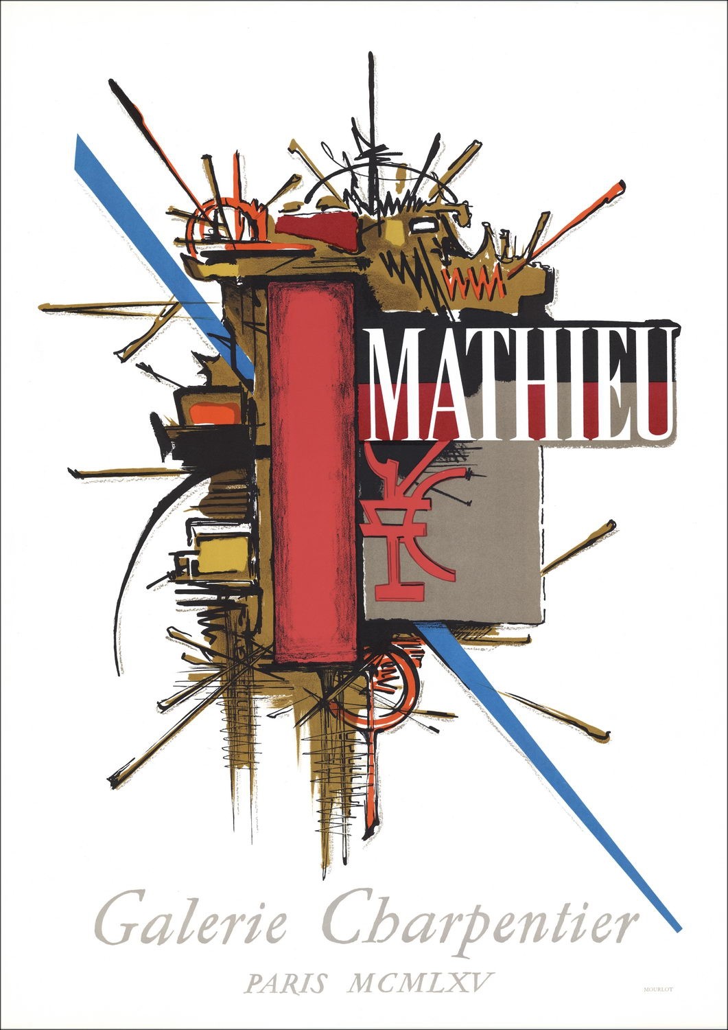 Georges MATHIEU - Litografía "Exhibición Galerie Charpentier, París" 70x50cm - Original Poster - 1965