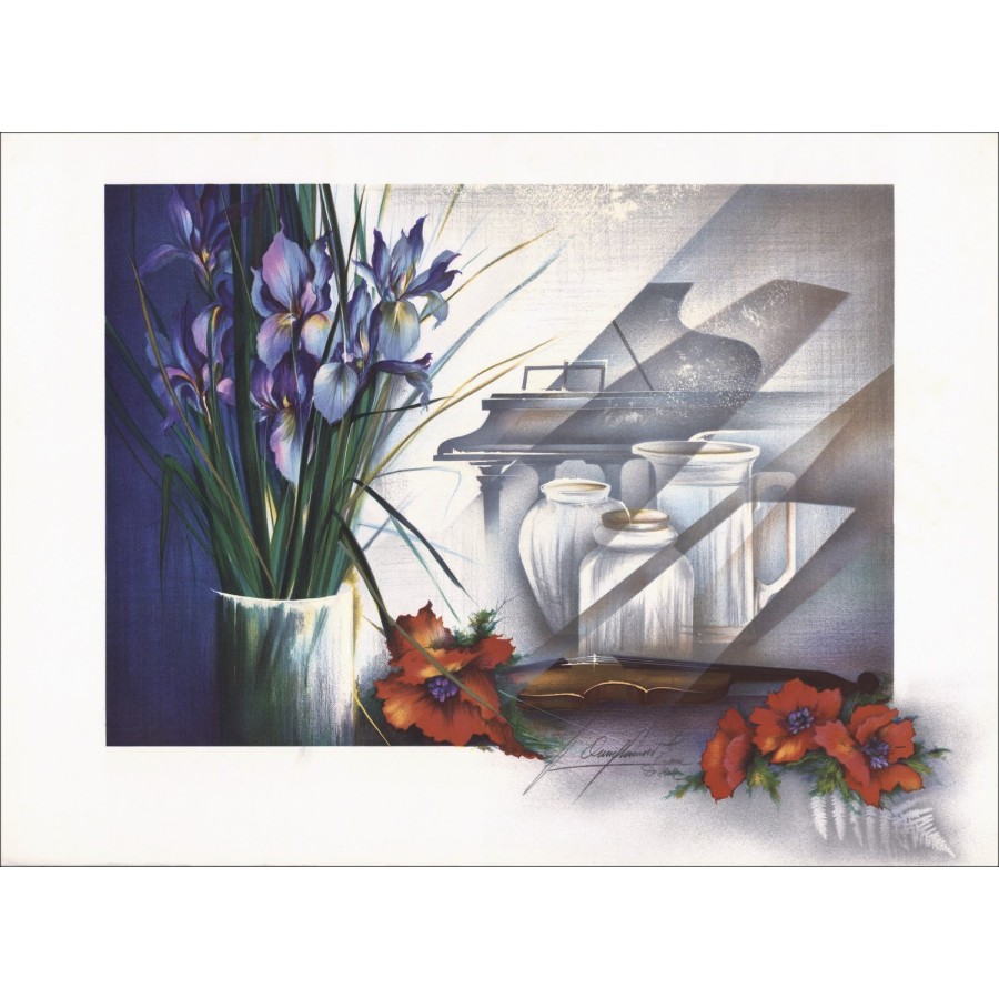 Purchase Piano and Bouquet by Raymond POULET Original Lithograph