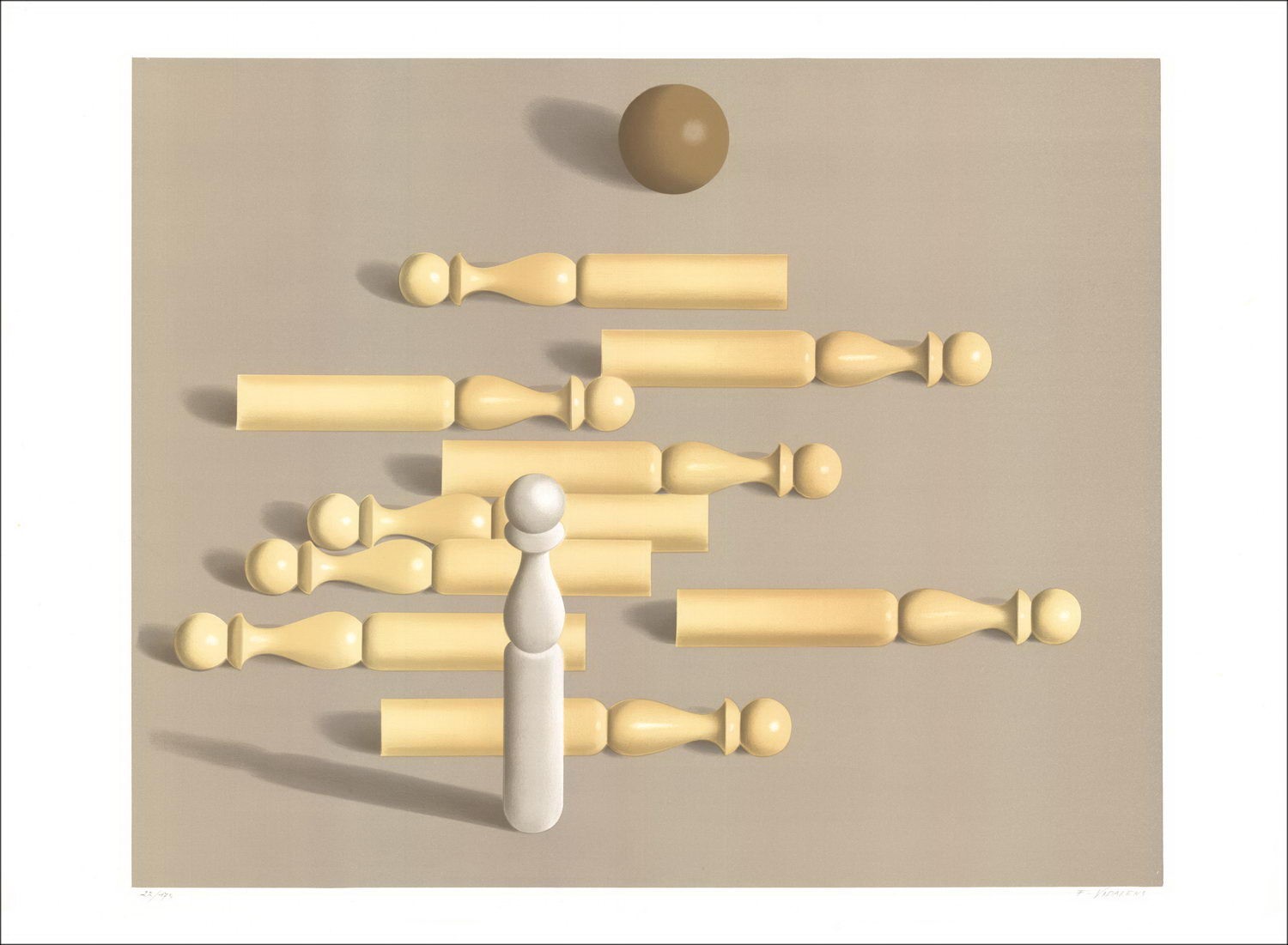 Frédéric Vidalen: Das Bowling - Original-Lithographie nummeriert und in Bleistift signiert