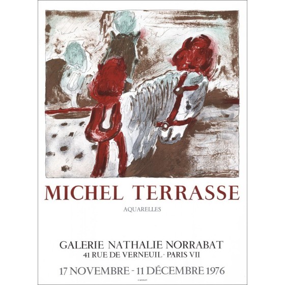 Michel Terrace - Lithosche "Tentoonstellingsgalerie Nathalie Dorrabat, Parijs" 65x48cm - 1976 - Originele poster Mourlot