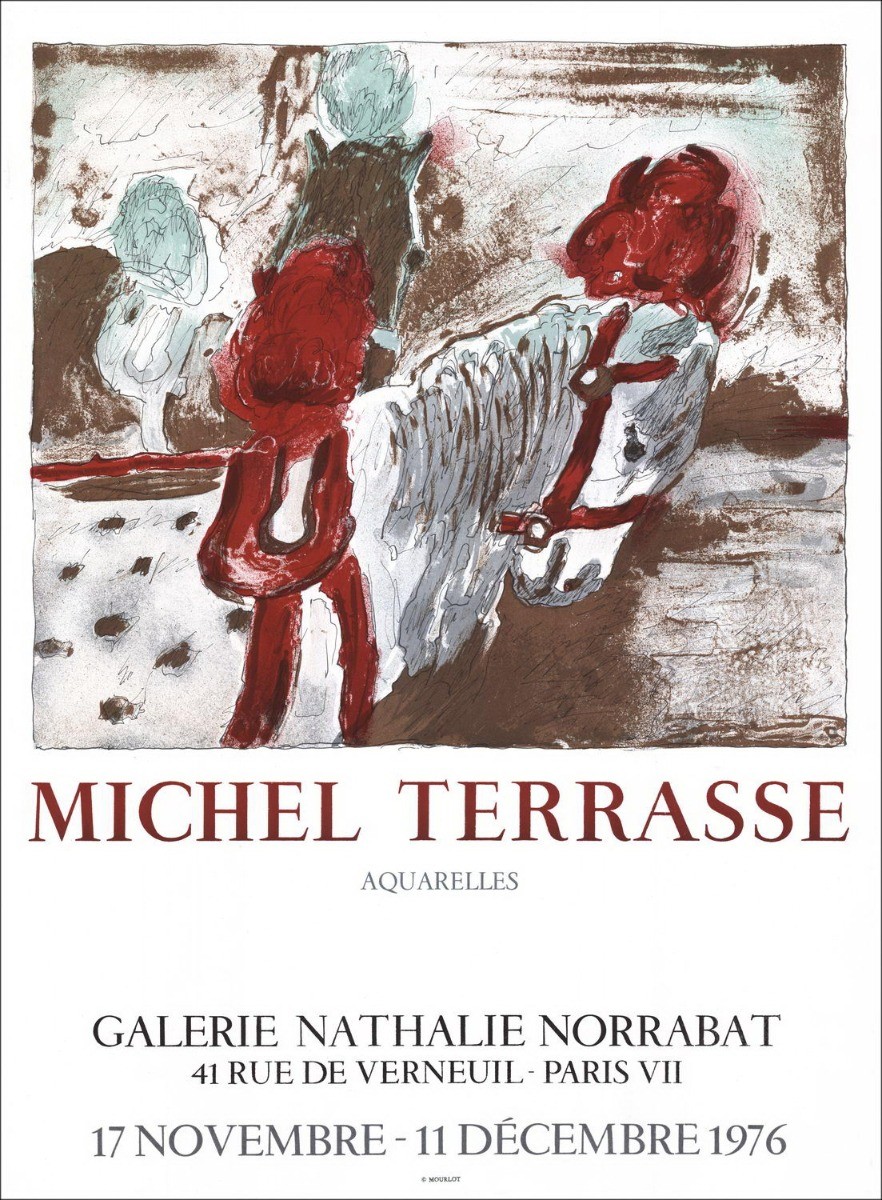 Michel Terrace - Lithosche "Tentoonstellingsgalerie Nathalie Dorrabat, Parijs" 65x48cm - 1976 - Originele poster Mourlot