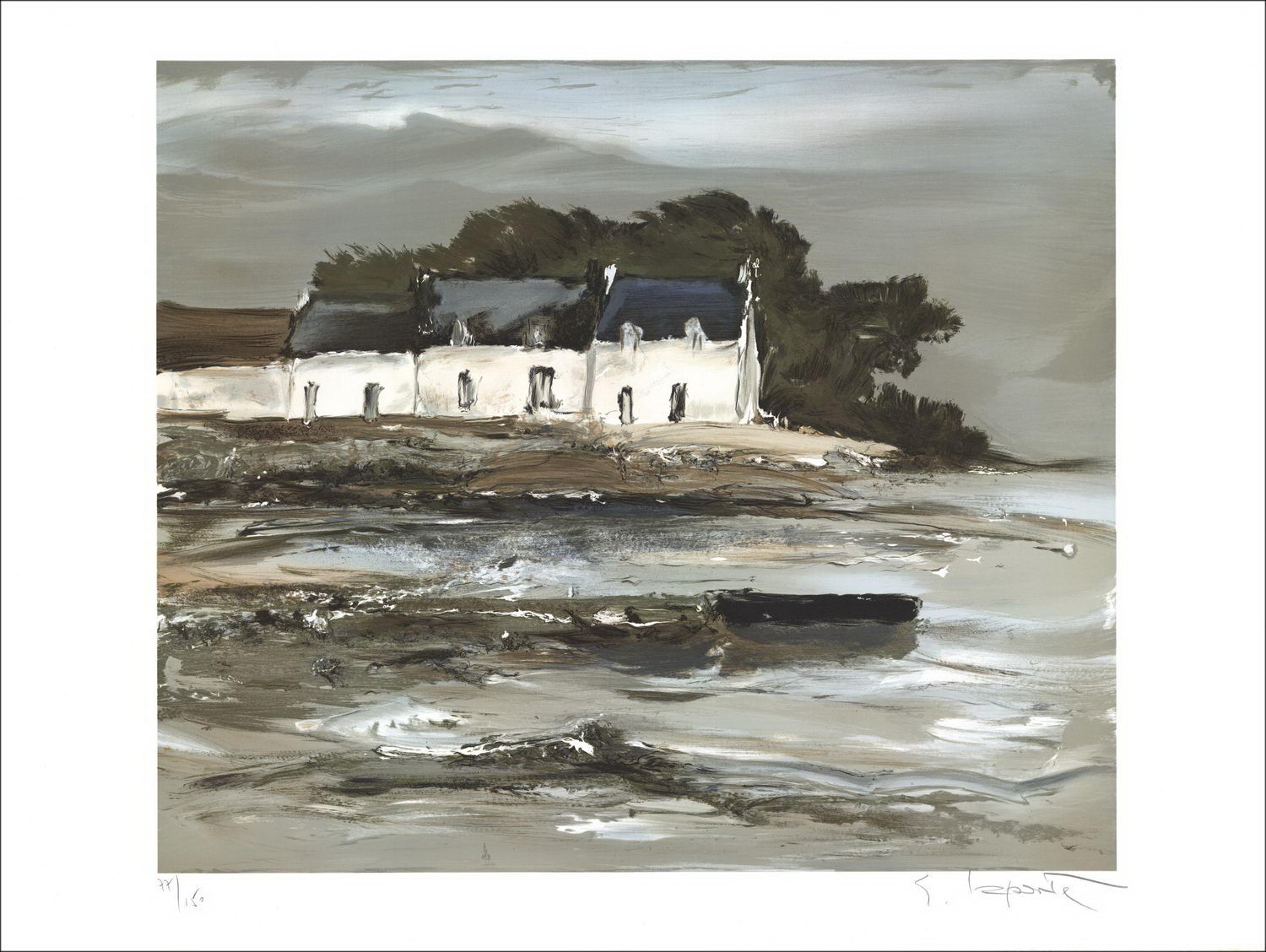 Georges Laporte - Litografía original "Granja marina" 56x76cm - firmada y numerada a lápiz