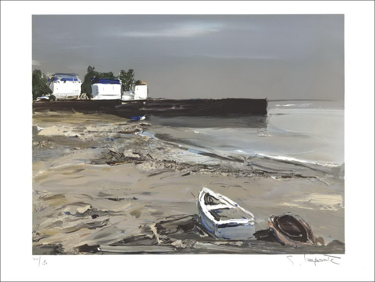 Georges Laporte - Litografia originale "Barfleur" 56x76cm - firmato e numerato a matita