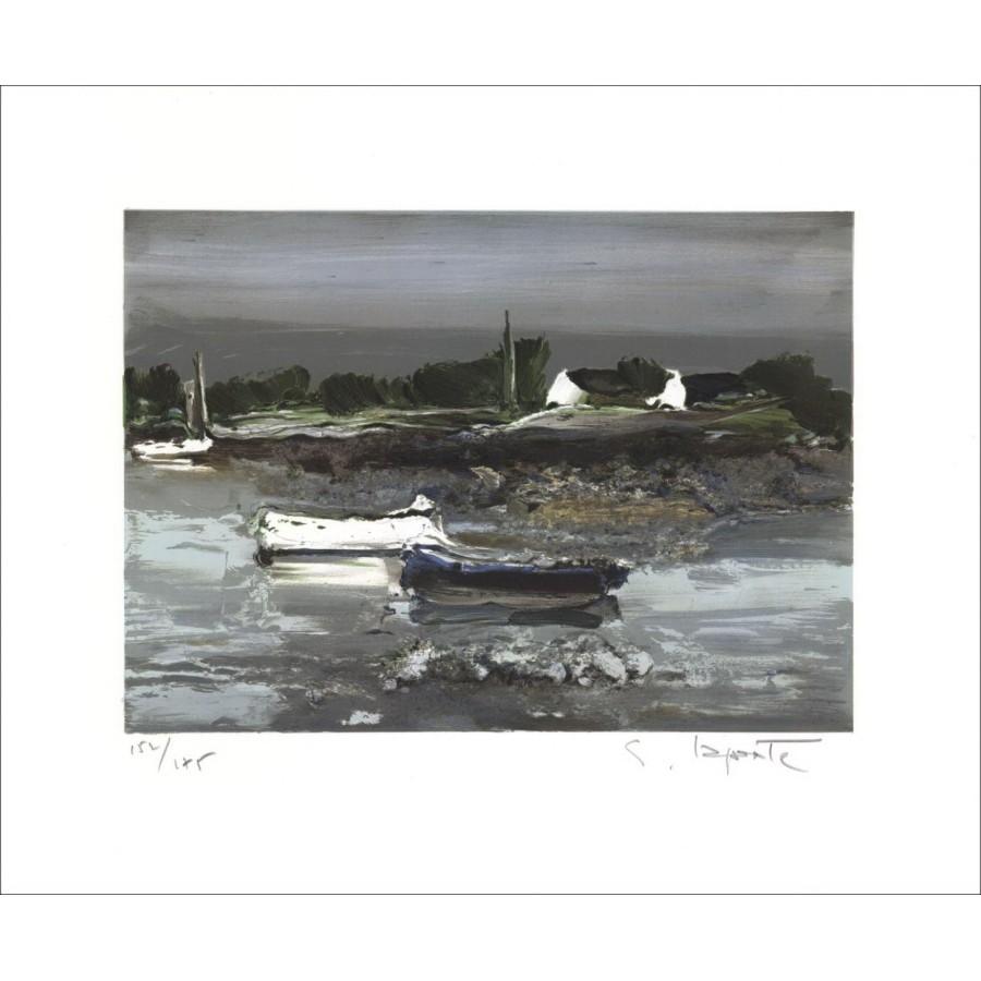 Georges LAPORTE - Lithographie Originale "Lumière Bretonne" 37x45cm - Signée et numérotée au crayon