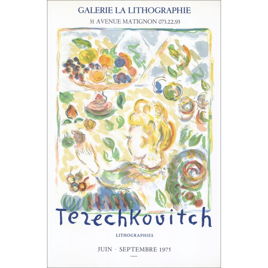 Kostia TERECHKOVITCH - Lithograph "Exhibition Gallery La Lithographie, Paris" 78x51cm - Original Poster - 1975