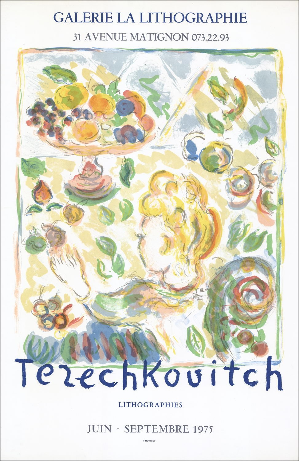 Kostia TERECHKOVITCH - Lith 78 "Expositie Galerie la lithfra_Latn, Parijs" 78x51cm - Originele affiche - 1975