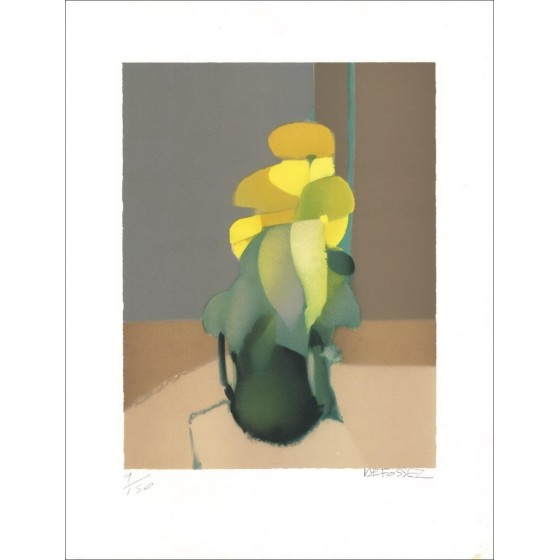 Alfred Defossez - Originele lithografie "The Yellow Bouquet" 49x38cm