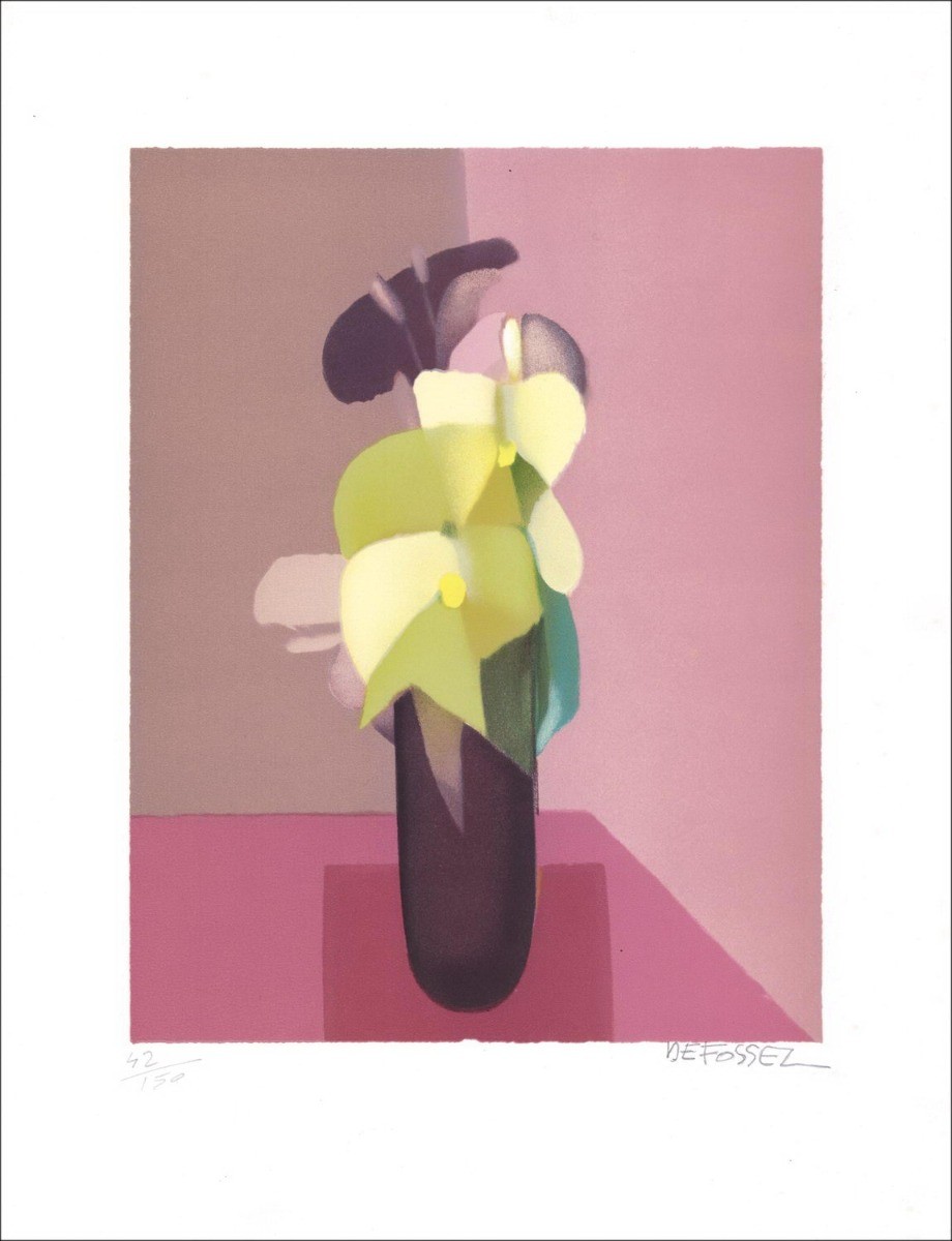 Alfred Defossez - Originele Litho "The Pink Bouquet" 49x38cm