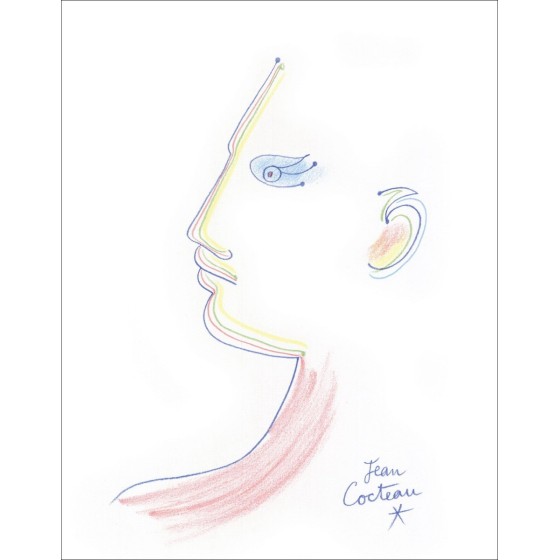 Jean Cocteau - Litografía "Retrato de perfil" 28x22cm