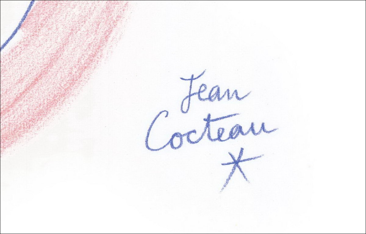 Jean Cocteau - Lithografie "Profielportret" 28x22cm