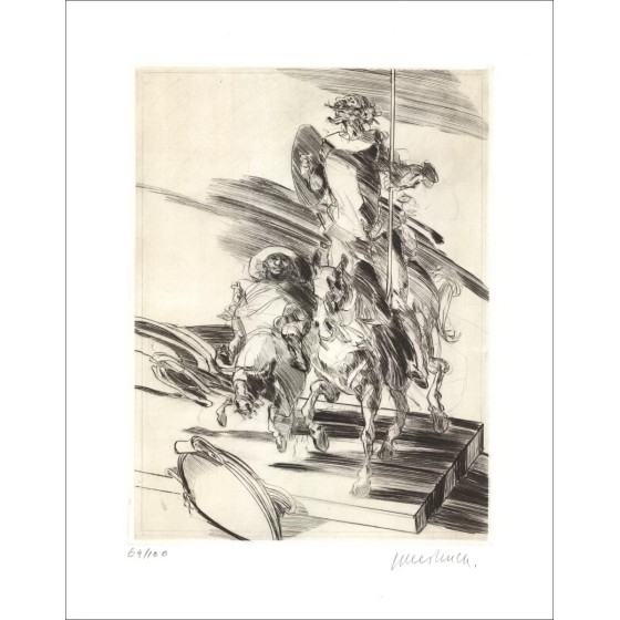 Kopen Originele gravure van Claude WEISBUCH Sancho en Don Quichotte 