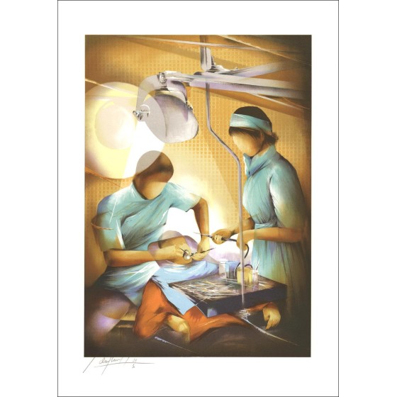 Koop Lithographie Original Raymond POULET De tandarts