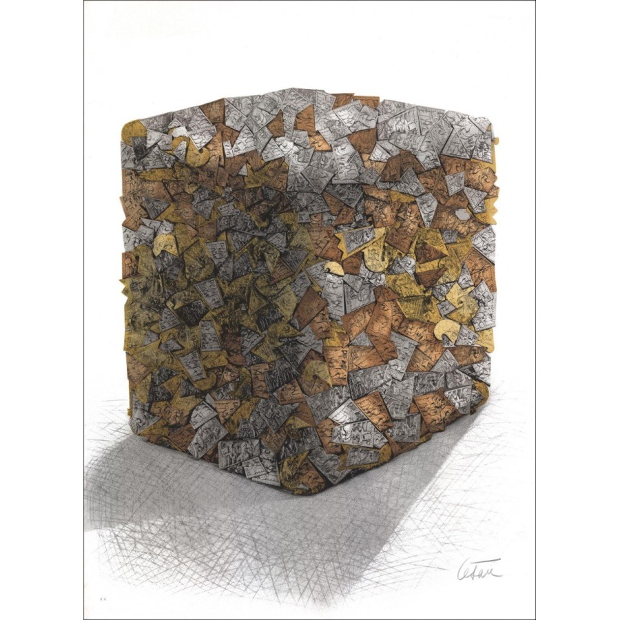CÉSAR (Baldaccini) - Original Lithograph "Portrait of compression of metal plates" 75x55cm - 1982