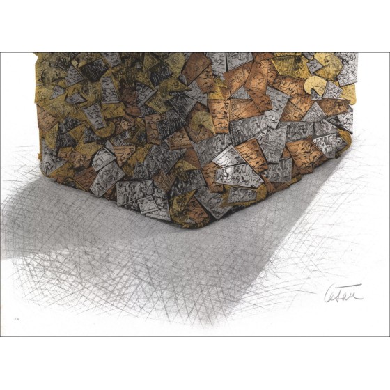 Caesar (Baldaccini) - Original-Lithographie "Metallplattenkompressions-Porträt" 75x55cm - 1982