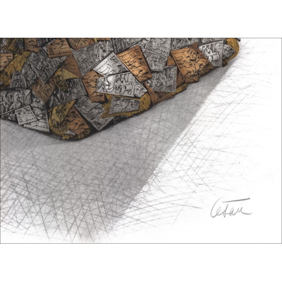 Caesar (Baldaccini) - Original-Lithographie "Metallplattenkompressions-Porträt" 75x55cm - 1982