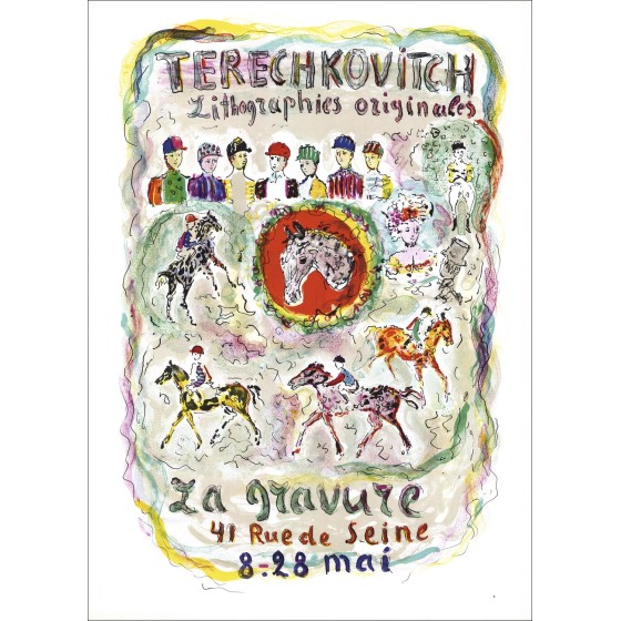Kostia TERECHKOVITCH - Lithograph "Exhibition Lithographs, Engravings, Paris" 66x48cm - Original Poster