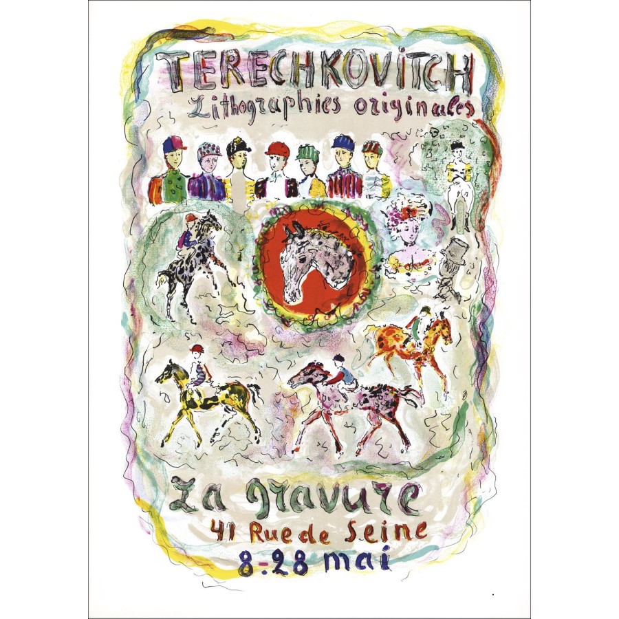 Kostia TERECHKOVITCH - Litografia "Esposizione Litografie, Incisioni, Parigi" 66x48cm - Manifesto Originale