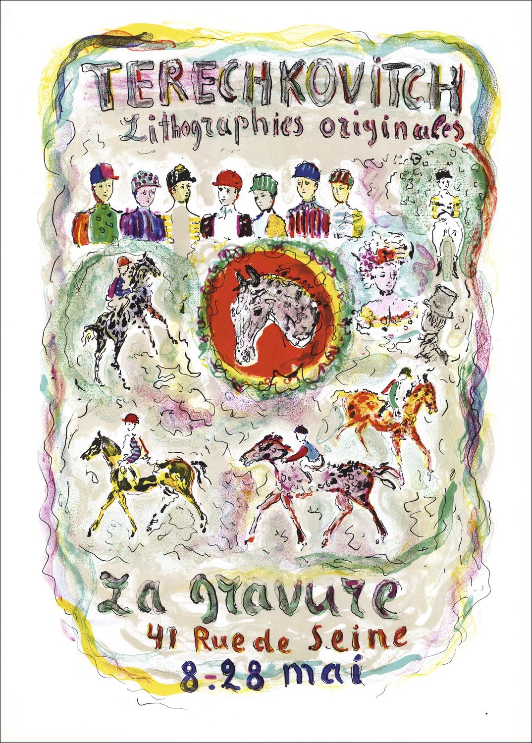 Kostia TERECHKOVITCH - Litografia "Esposizione Litografie, Incisioni, Parigi" 66x48cm - Manifesto Originale
