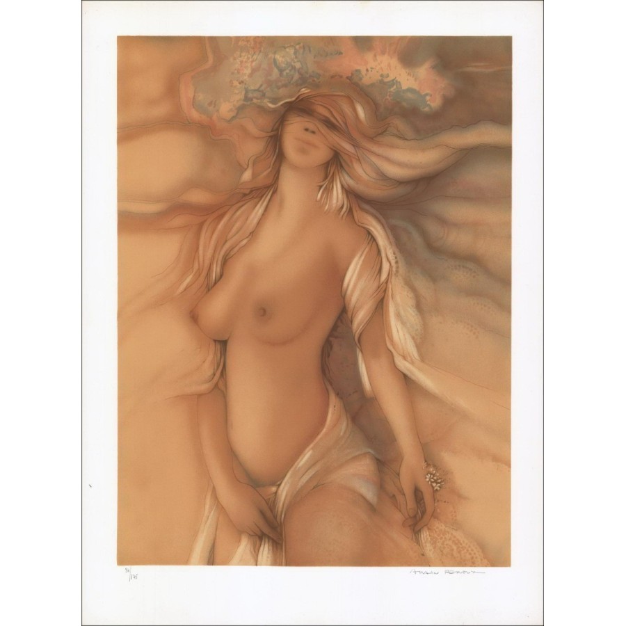 Femme nue, Automne - Lithographie Originale numérotée et signée au crayon par l'artiste - Gamme Budget, petit prix, décoration,