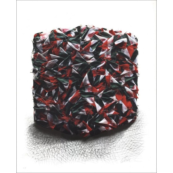 Caesar (Baldaccini) - Litografia originale "Ritratto di compressione delle bandiere italiane" 69x55cm - 1989