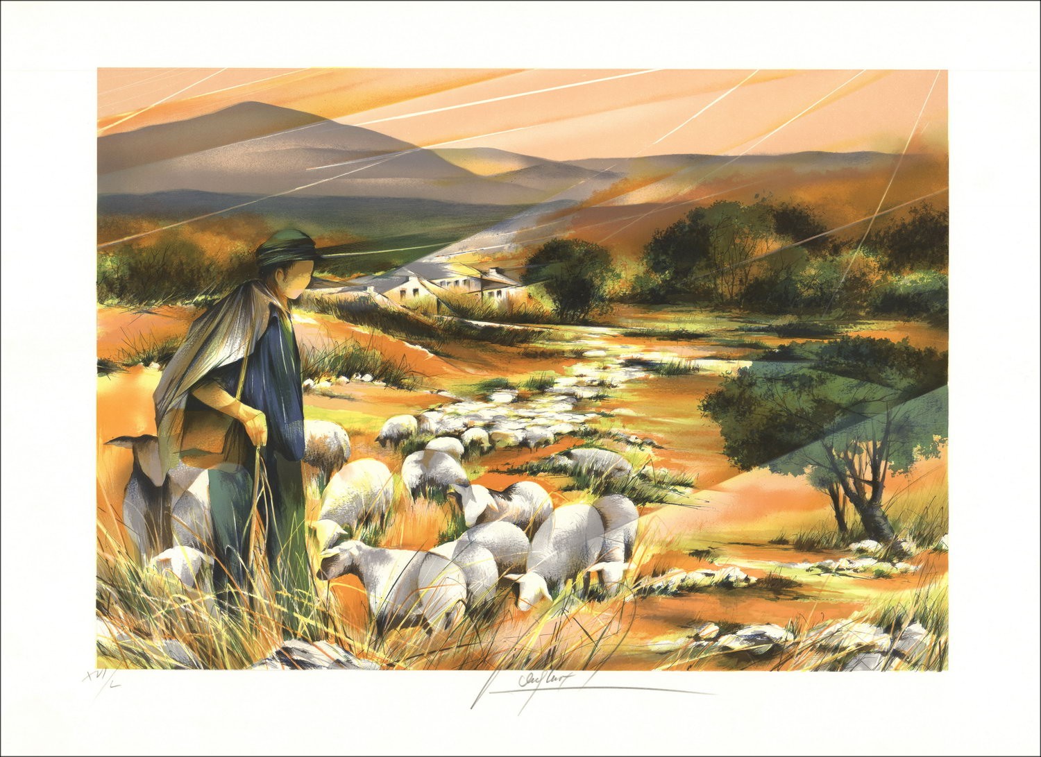 Achat Lithographie Originale Le berger Raymond POULET 