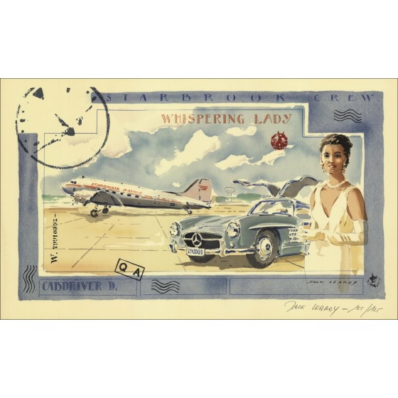 Jack Learoy - Original-Lithographie "Flüsterer Dame" 34x56cm