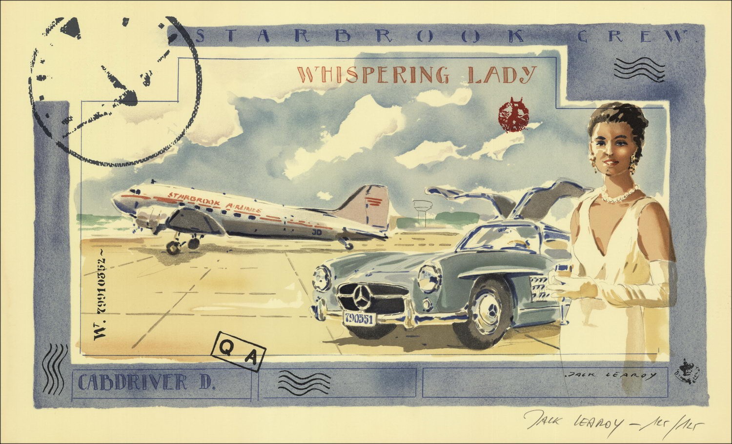 Jack Learoy - Litografía original "Lady Whispering Lady" 34x56cm