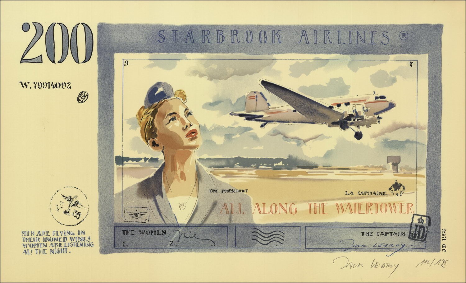 Jack Learoy - Litografía original a lo largo del agua "34x56cm