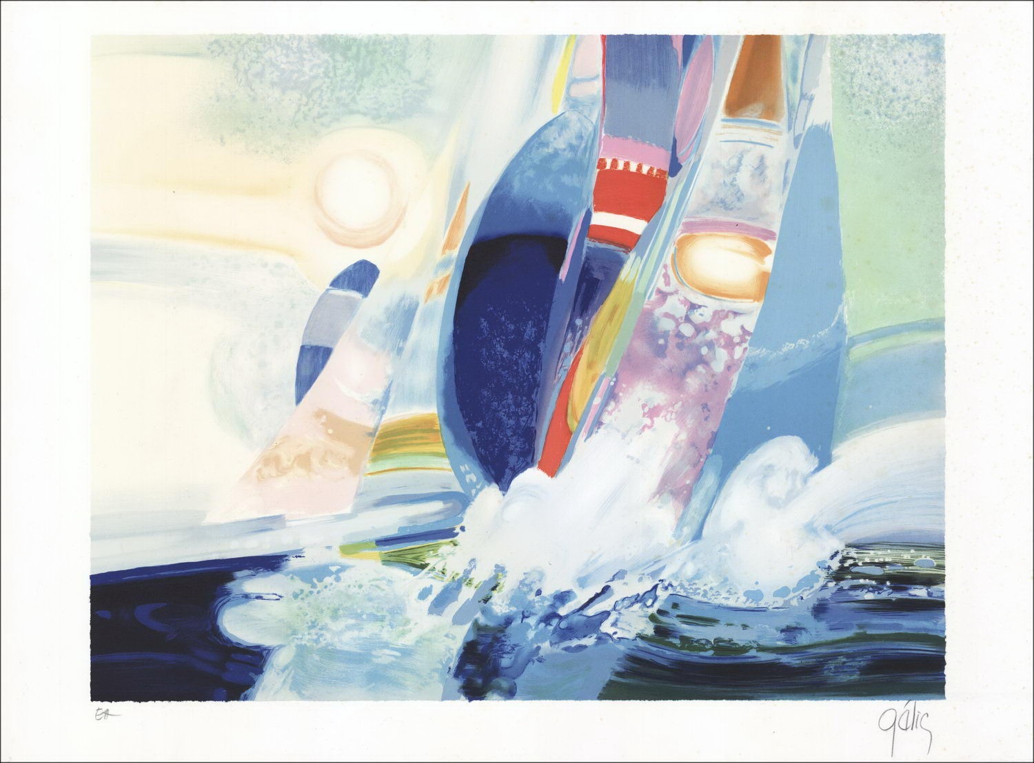 Daniel Gelis - Original-Lithographie "Boot auf See" 45x61cm, signiert und nummeriert in Bleistift
