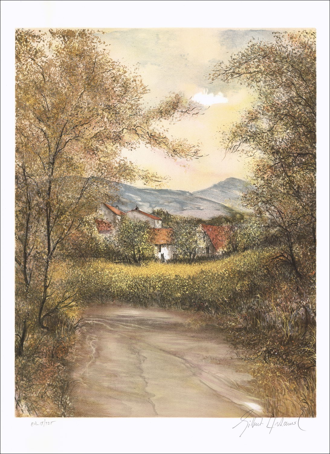 Gilbert Artaud - Litografía original "The Bourg" 76x54cm - firmado a lápiz por el artista.