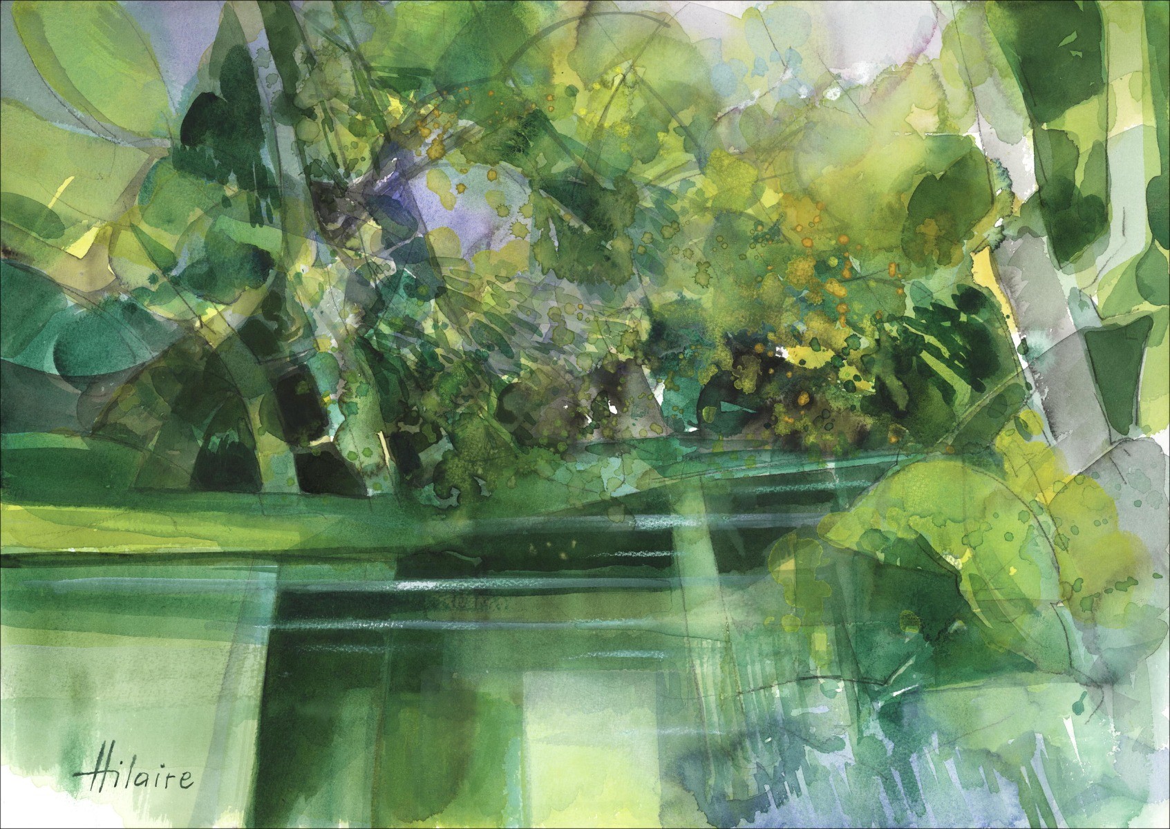 Original Aquarellkaufen Camille Hilaire Der Teich von Diane