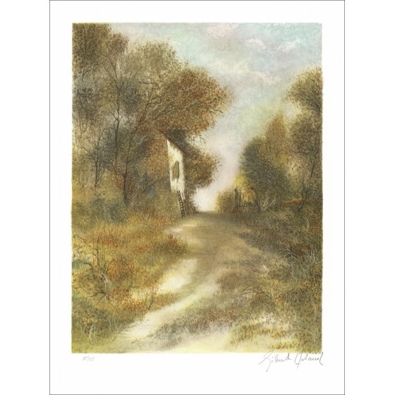Gilbert ARTAUD - Lith Origin Original "La Grange" 65x48cm - Getekend in potlood door de kunstenaar.