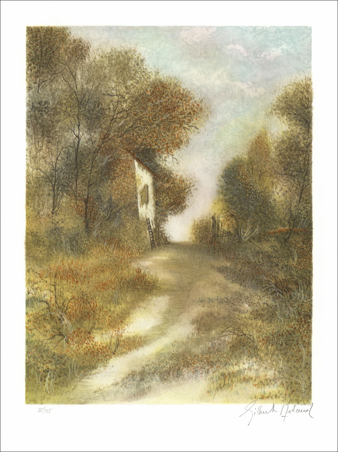 Gilbert Artaud - Original-Lithographie "Die Scheune" 65x48cm - signiert vom Künstler in Bleistift.