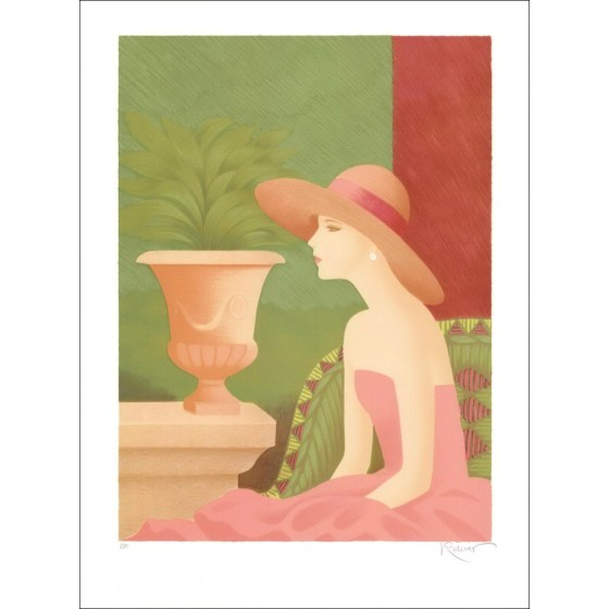 RETIVAT Annie - Original-Lithographie "Frau in Hut" signiert und nummeriert in Bleistift