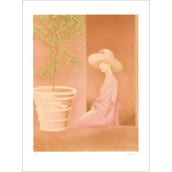 RETIVAT Annie - Original-Lithographie "Frau am Balkon" signiert und nummeriert in Bleistift