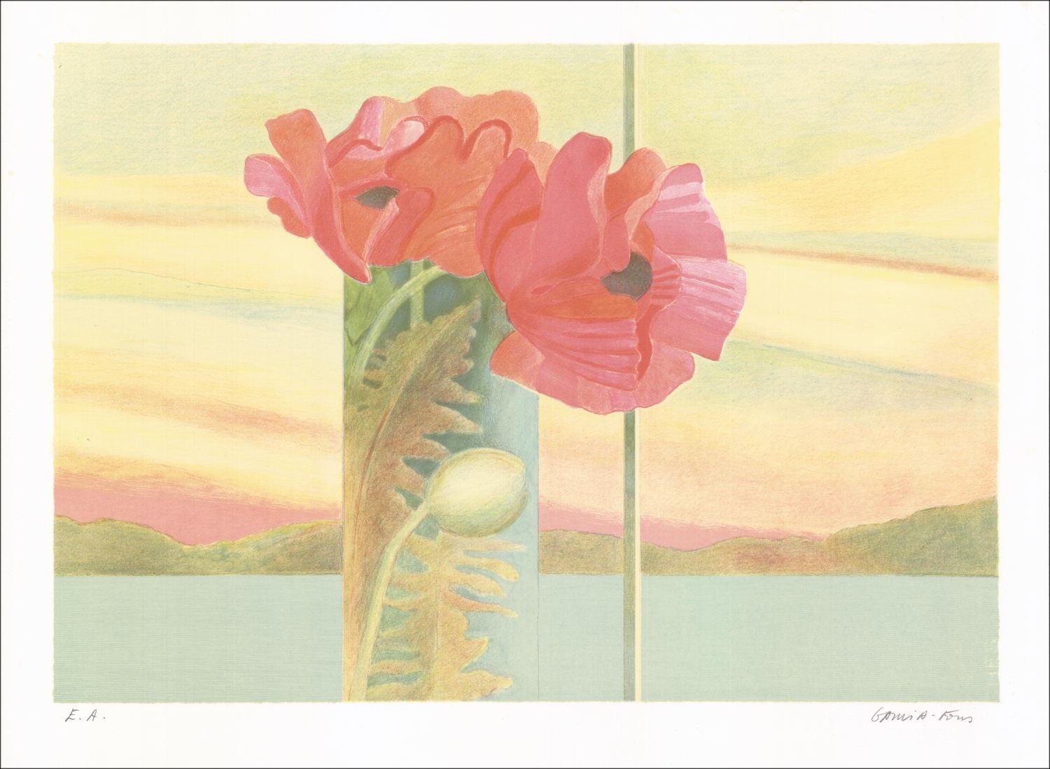 Pierre Garcia-Fons - Litografia originale "Bouquet of Flowers" 45x61cm, firmato e numerato a matita