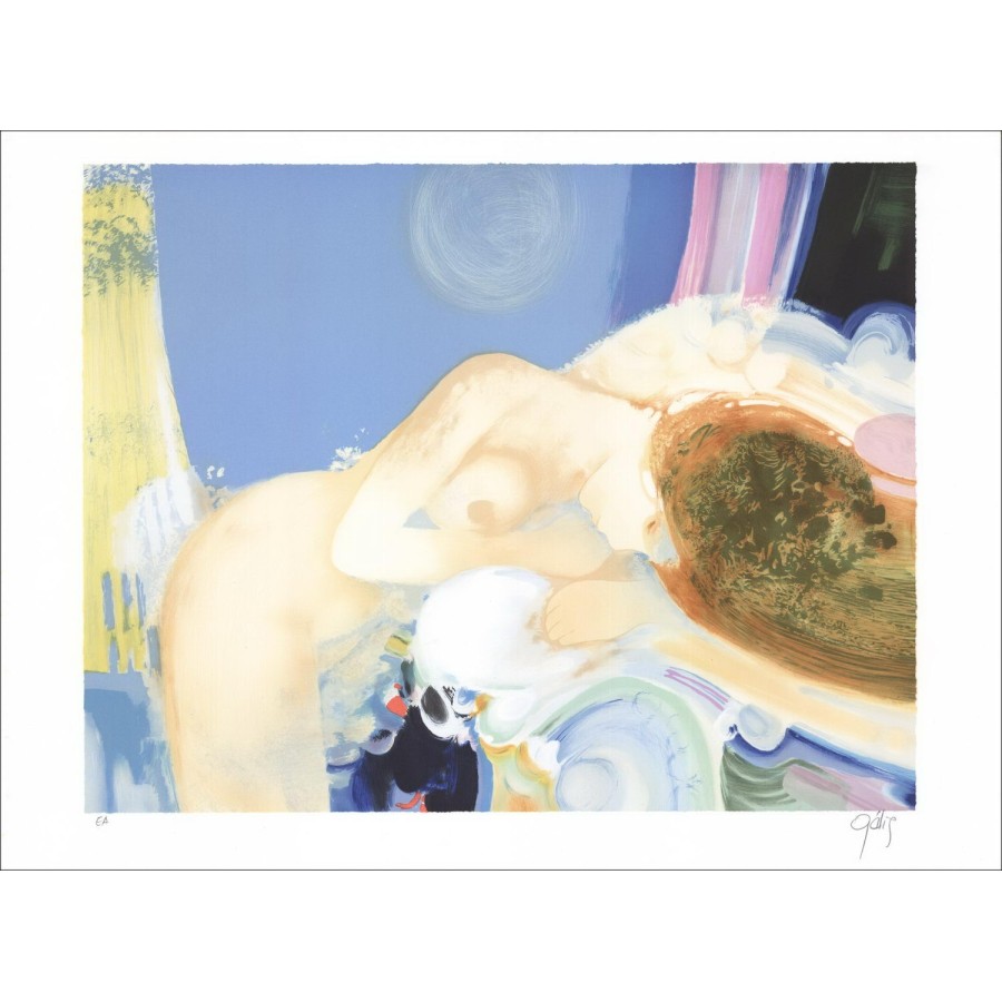Daniel Gelis - Litografia originale "Il divano" 45x61cm, firmato e numerato a matita