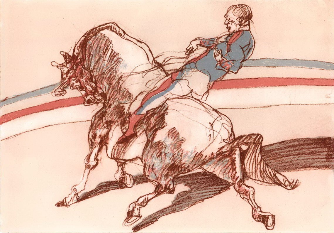Acquista Il cavaliere del circo di Claude WEISBUCH Litografia originale