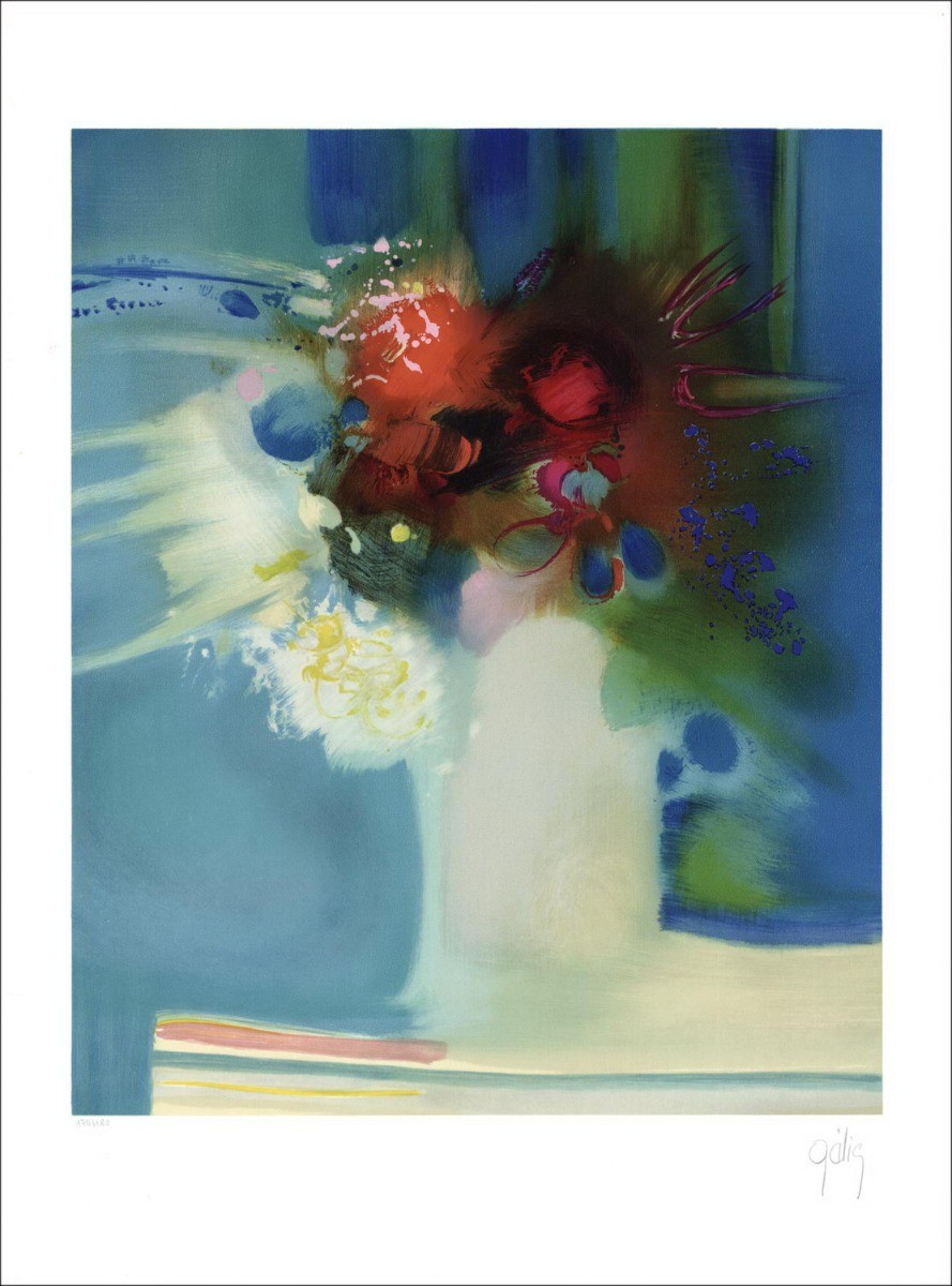 Daniel Gelis: Der Blumenstrauß - Original-Lithographie unterzeichnet und nummeriert in Bleistift