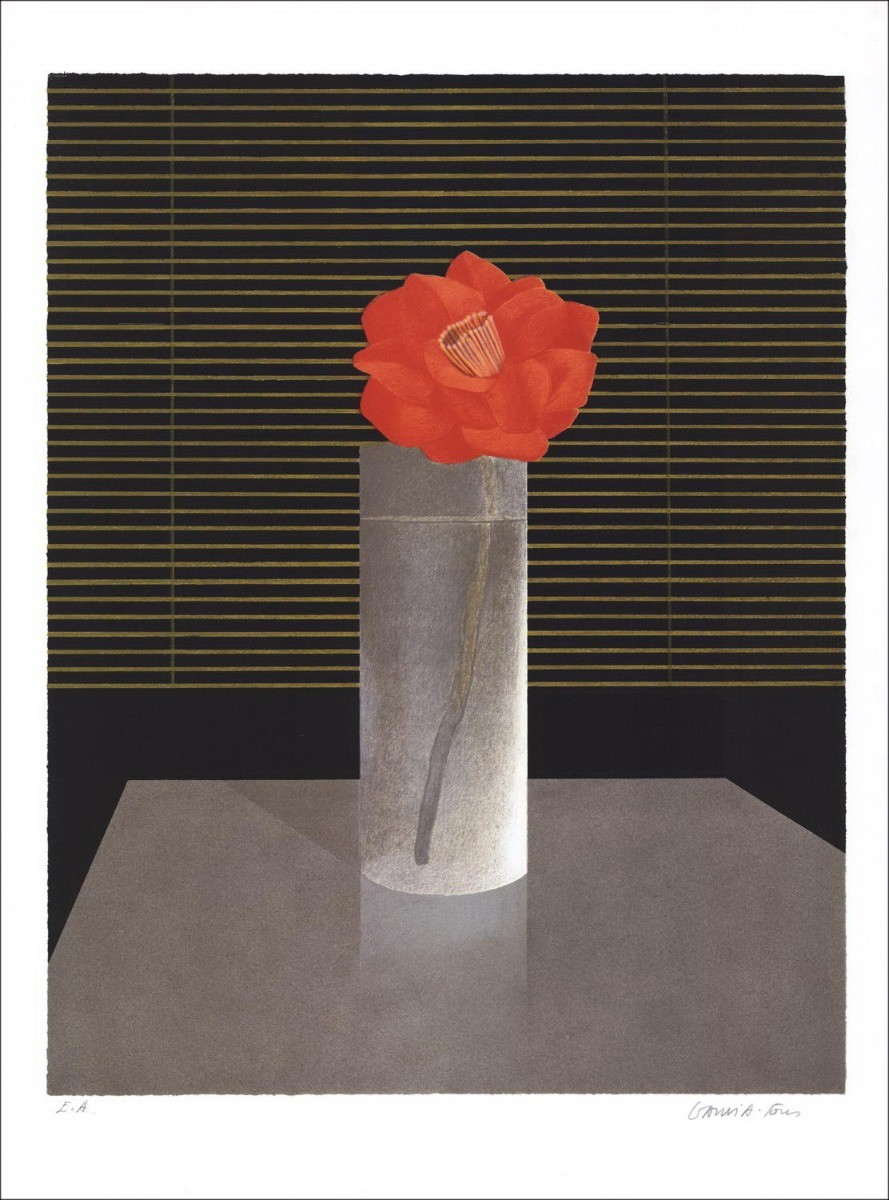 Pierre GARCIA-FONS  - Lithographie Originale "La fleur rouge"  61x45cm, signée et numérotée au crayon
