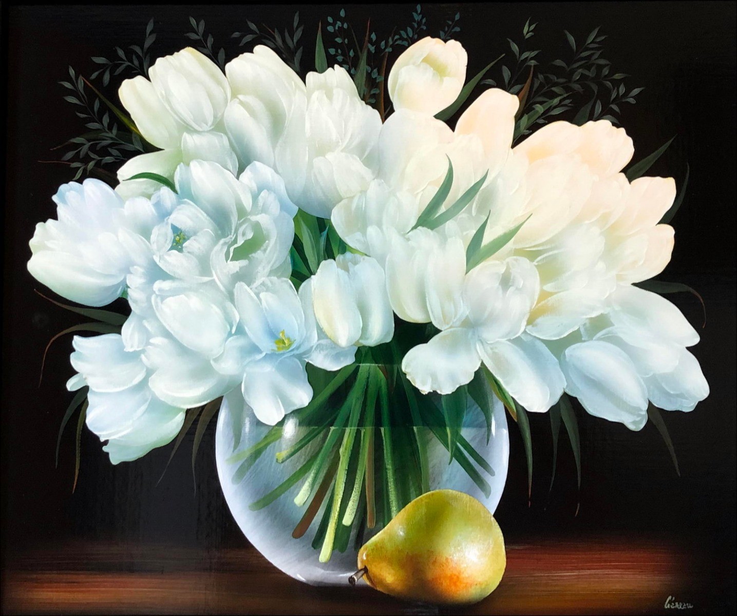 Alain Genau - Öl auf Leinwand "Tulip Vase" 46x55cm (10f)